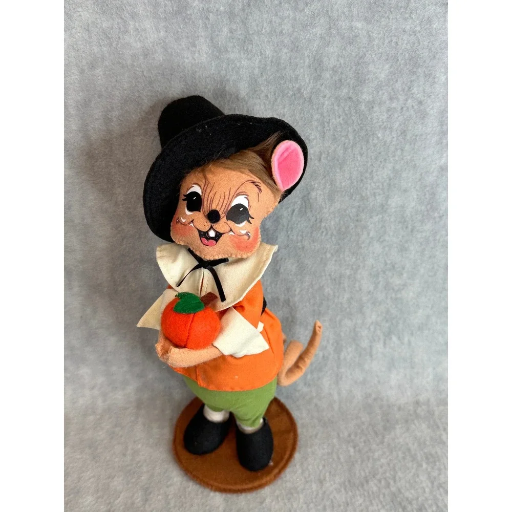 VTG Annalee Pilgrim Boy Mouse Folk Art Felt Figurine‎ Thanksgiving Autumn Decor